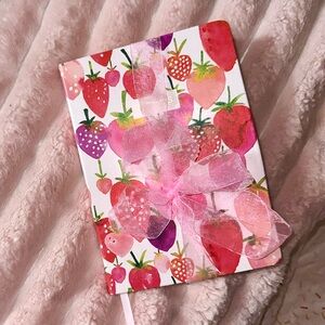 Strawberry Patterned Journal with Pink Bow